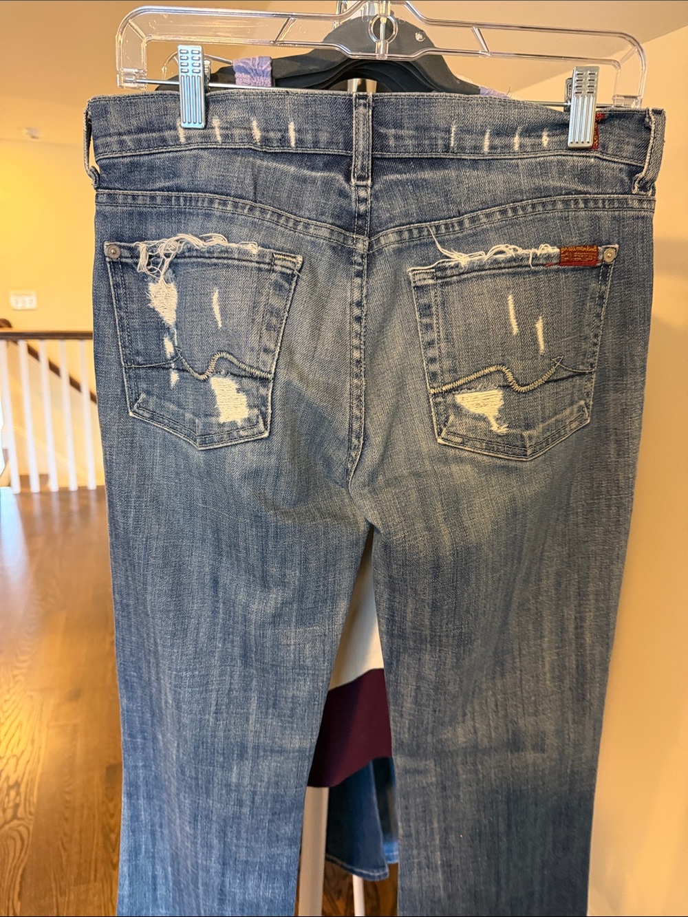 7 for All Mankind Distressed Bootcut Jeans - Picture 7 of 7